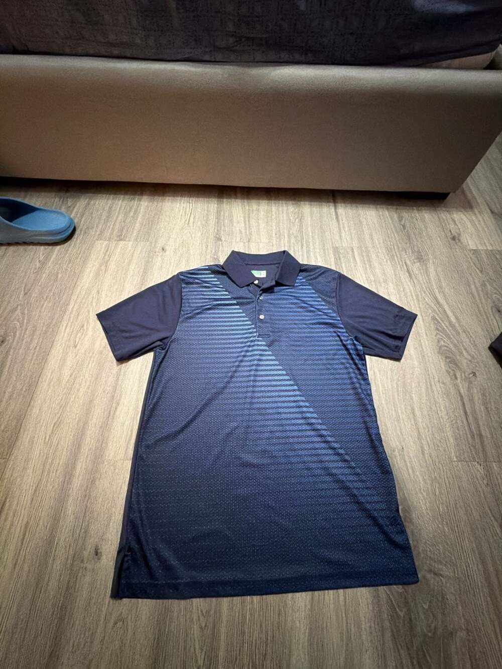 Ben Hogan Performance Men's Blue Printed Striped Golf Polo Shirt Size M